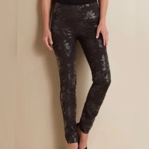 Soft Surroundings Twilight Floral Metallic Leggings - Picture 1 of 10